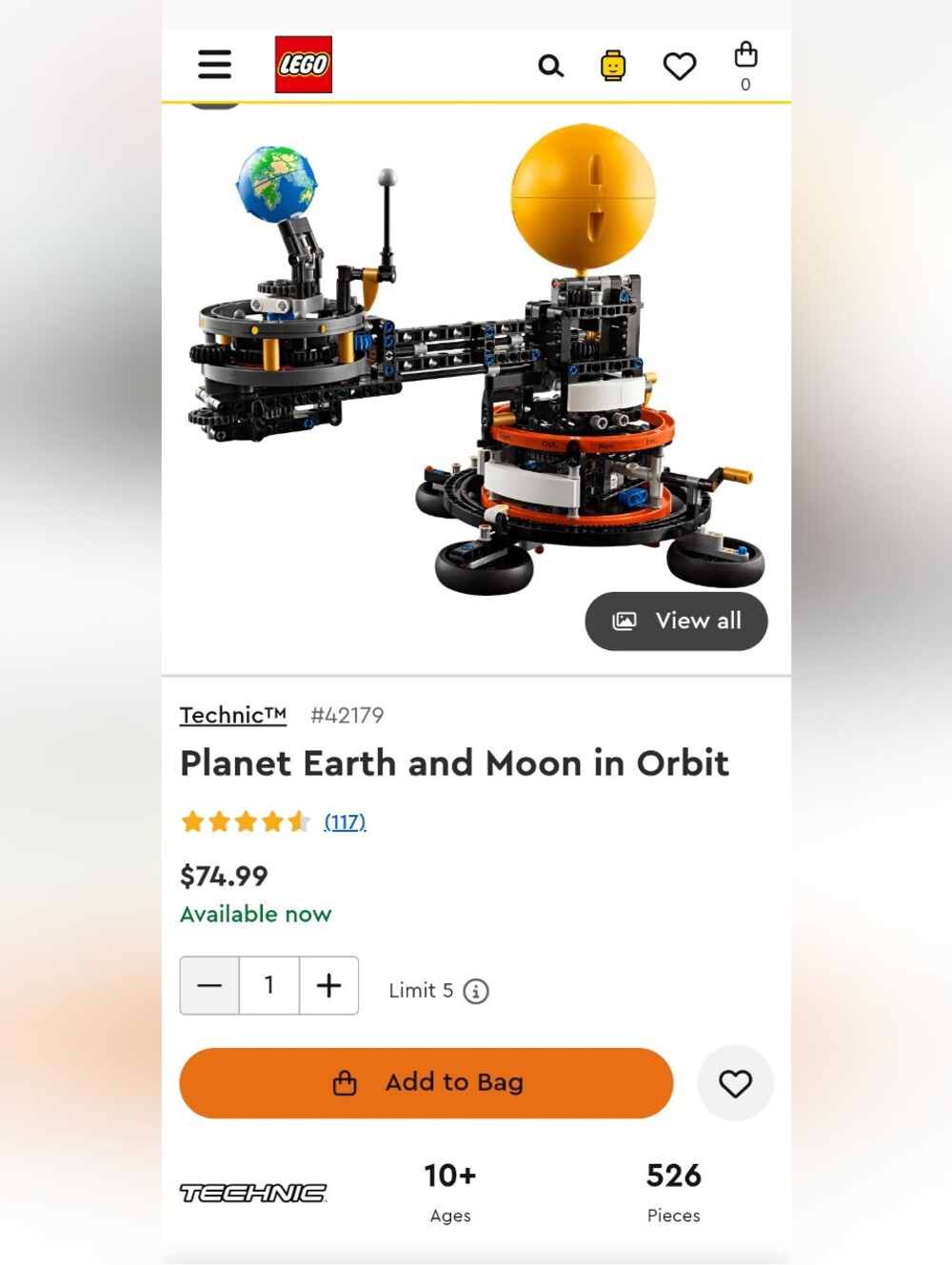 LEGO Technic Planet Earth and Moon in Orbit (42179)